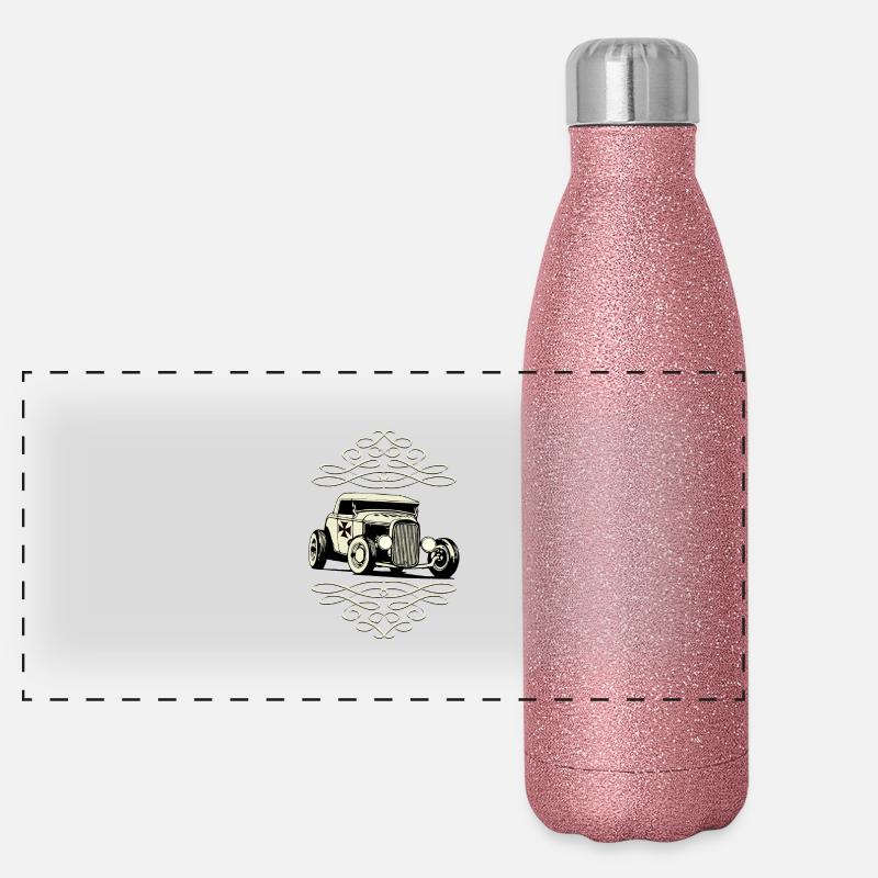 US Old Car Panorama Glitzer Isolierflasche 500 ml