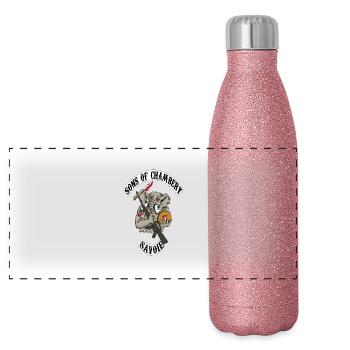 sons of chambery - Gourde isotherme panoramique pailletée 500 ml - paillettes roses - Devant
