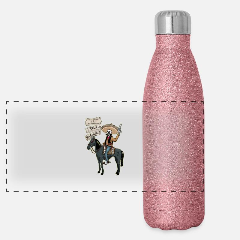 El Caballero de la muerte - Panoramic Glitter Thermal Bottle 500 ml - pink glitter
