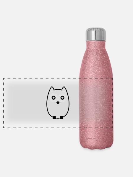Eule - Panorama Glitzer Isolierflasche 500 ml - Pink Glitzer - Vorne