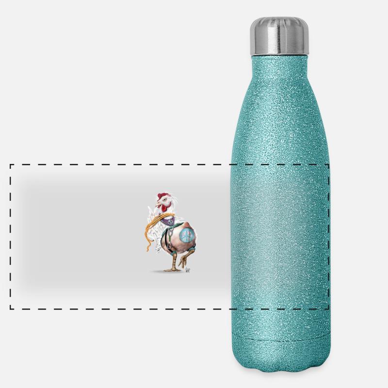 Verrücktes Huhn Panorama Glitzer Isolierflasche 500 ml