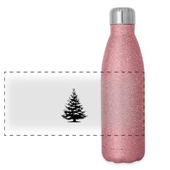 O fir tree snow covered fir spruce xmas - Panoramic Glitter Thermal Bottle 500 ml - pink glitter - Front