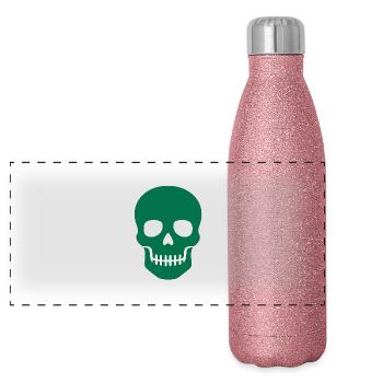 Skull: Symbol of eternity - Panoramic Glitter Thermal Bottle 500 ml - pink glitter - Front