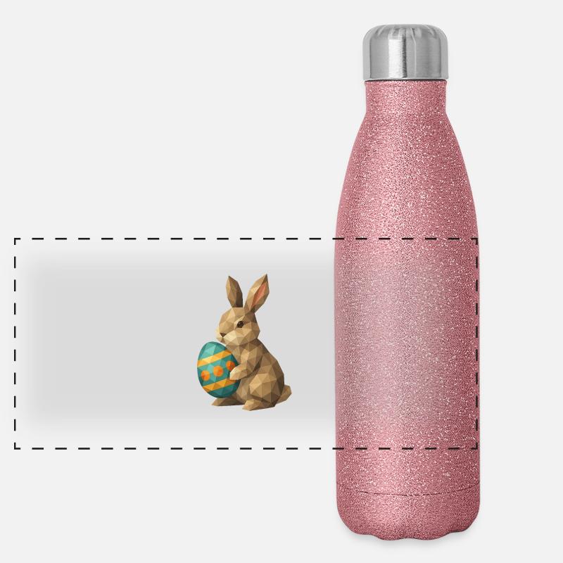 Geometrischer Osterhase Panorama Glitzer Isolierflasche 500 ml