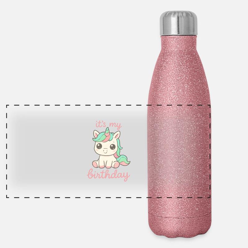 Licorne c’est ma fête d’anniversaire Gourde isotherme panoramique pailletée 500 ml