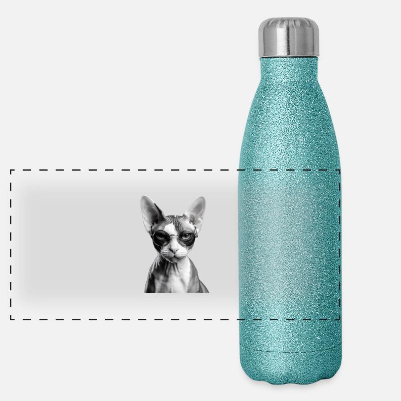 Unbeeindruckte Sphynx Panorama Glitzer Isolierflasche 500 ml