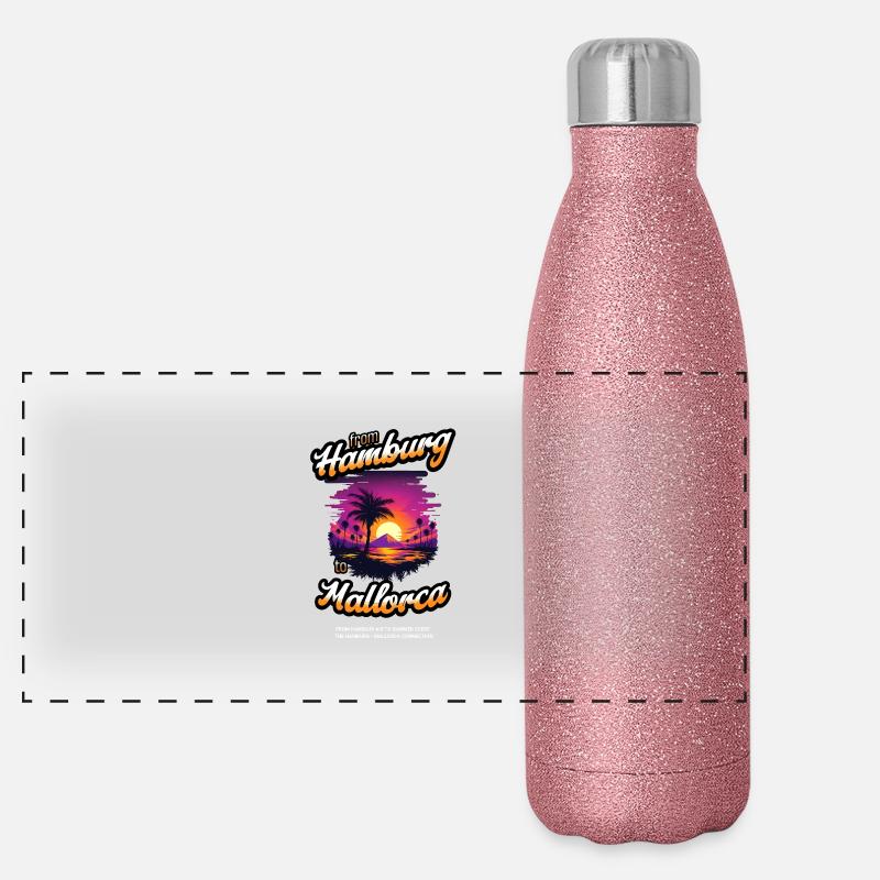 From Hamburg to Mallorca - Orange Text Edition Panorama Glitzer Isolierflasche 500 ml