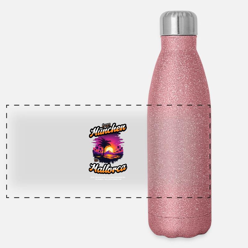 De Munich à Majorque - Orange Text Edition Gourde isotherme panoramique pailletée 500 ml