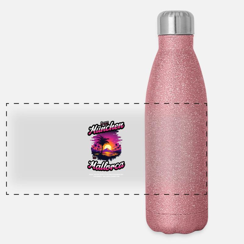 From München to Mallorca - Purple Text Edition Panorama Glitzer Isolierflasche 500 ml