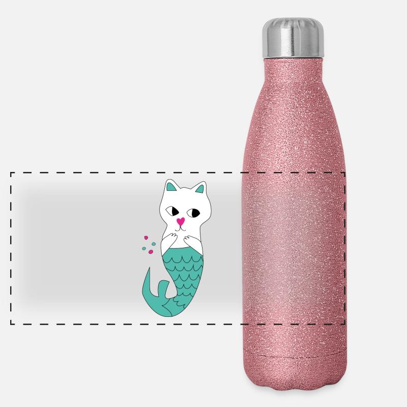 Chat Sirène Gourde isotherme panoramique pailletée 500 ml
