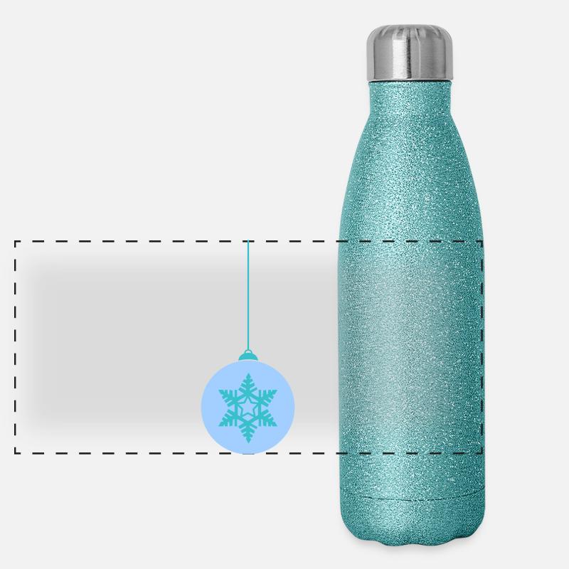 Weihnachtskugel Schneeflocken Blau Ornament Panorama Glitzer Isolierflasche 500 ml