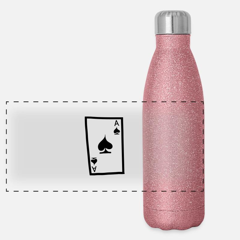 Ass (Pik) Panorama Glitzer Isolierflasche 500 ml