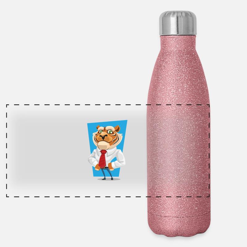 tiger im Anzug Panorama Glitzer Isolierflasche 500 ml
