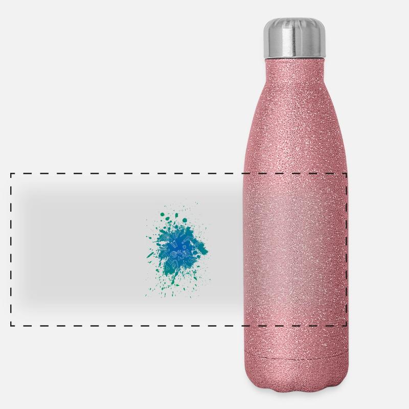 Blue Color Splash Panoramic Glitter Thermal Bottle 500 ml
