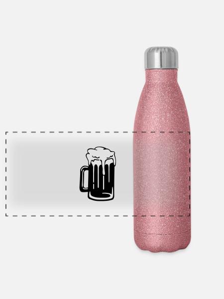 bier__f2 - Panoramic Glitter Thermal Bottle 500 ml - pink glitter - Front