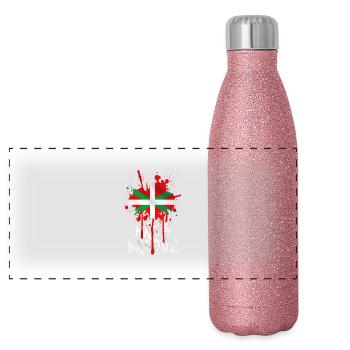 pays basque 10 - Gourde isotherme panoramique pailletée 500 ml - paillettes roses - Devant