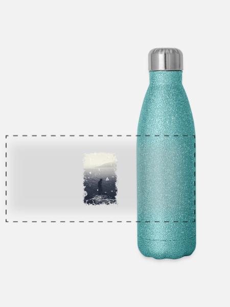 MEER - Panorama Glitzer Isolierflasche 500 ml - Blau Glitzer - Vorne
