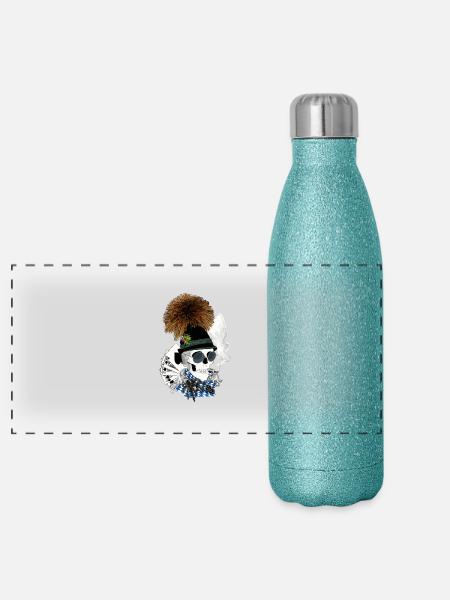 Wiesnskull avec lunettes - Gourde isotherme panoramique pailletée 500 ml - paillettes bleues - Devant