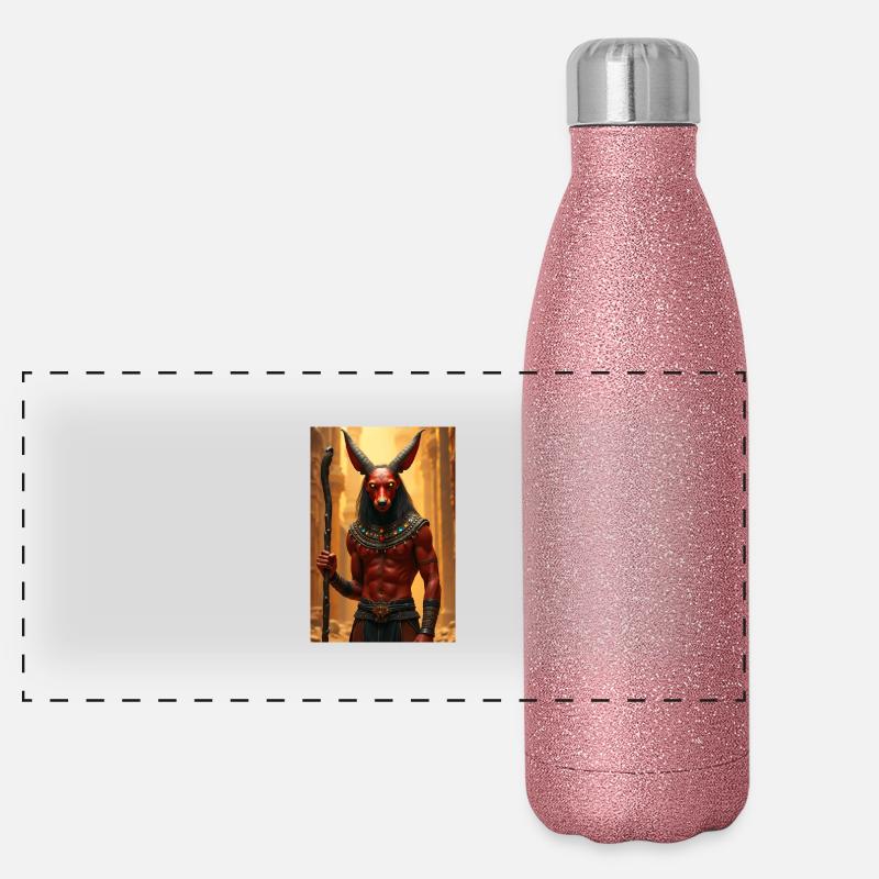 Seth, tierköpfiger Sturmgott, stehend Panorama Glitzer Isolierflasche 500 ml
