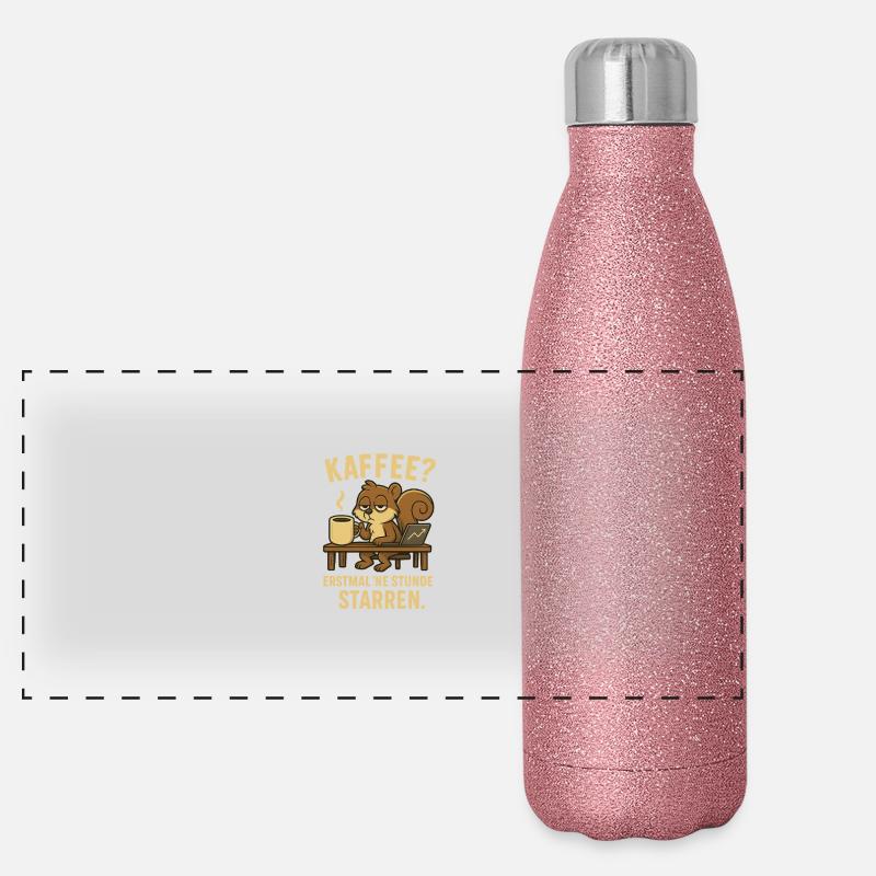 Kaffee? Erstmal ’ne Stunde starren Müdes Hörnchen Panorama Glitzer Isolierflasche 500 ml