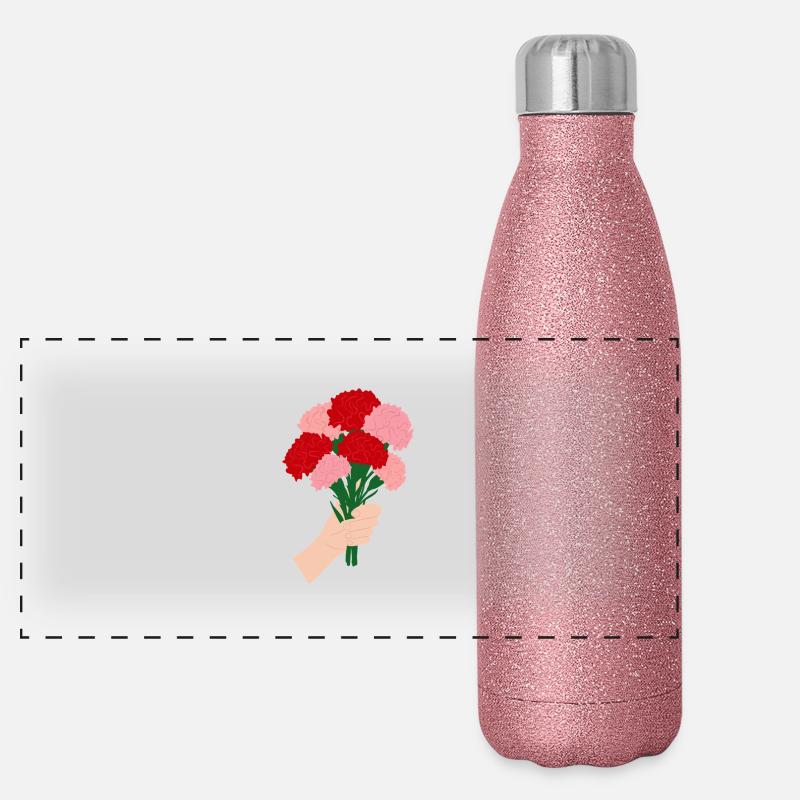 Pour vous- Fleur d’œillet rouge3 Gourde isotherme panoramique pailletée 500 ml