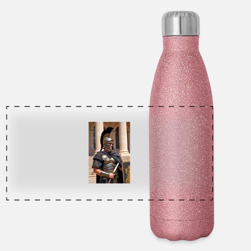 Shadow guard waits, Slavic wolves howl beneath Rom Panoramic Glitter Thermal Bottle 500 ml