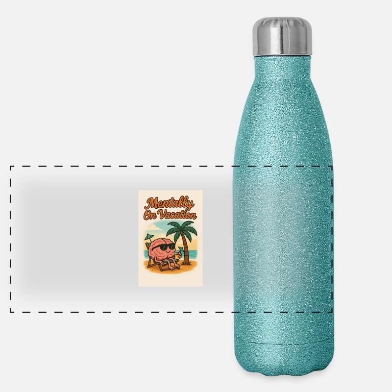 Mental en vacances Conception du cerveau Gourde isotherme panoramique pailletée 500 ml