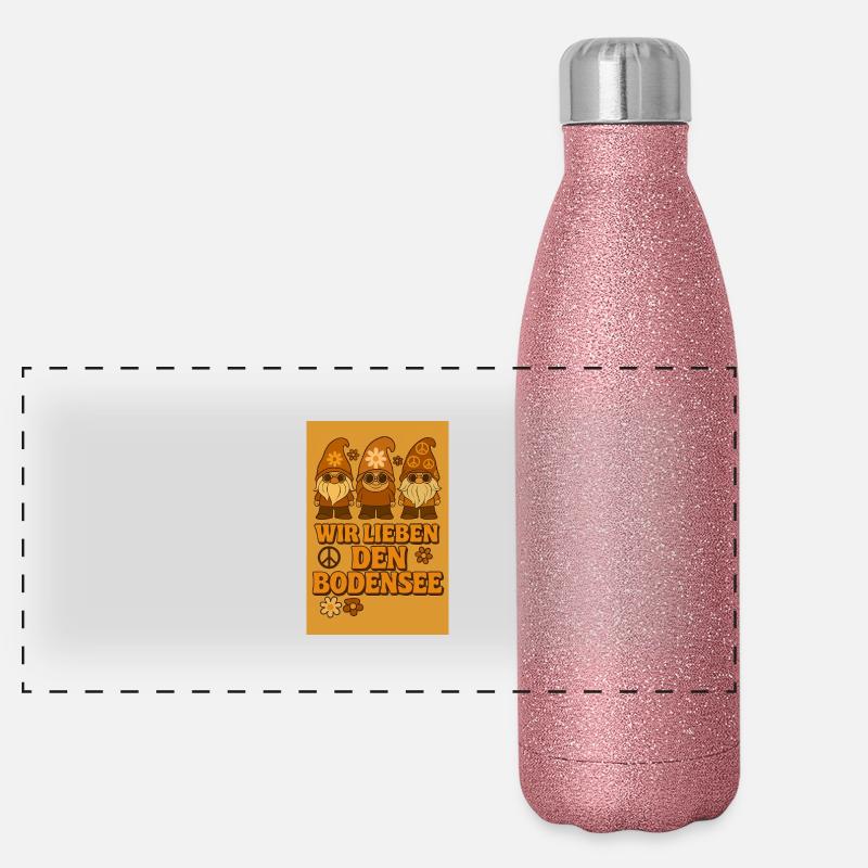 On aime le lac de Constance - Hippie - Années 70 Gourde isotherme panoramique pailletée 500 ml