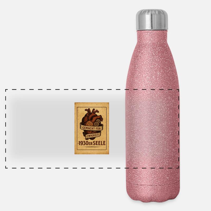 Coeur Steampunk Rétro Années 1930 Gourde isotherme panoramique pailletée 500 ml