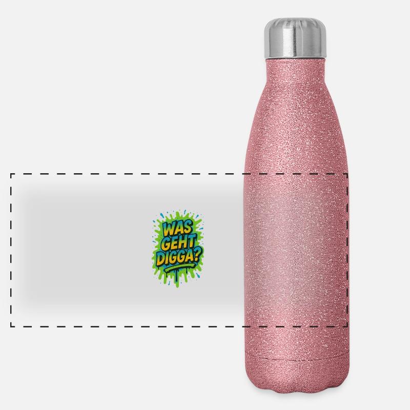 Was geht digga Jugendsprache Panorama Glitzer Isolierflasche 500 ml
