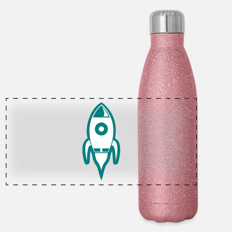 navette spatiale fusée fusée ufo lune vaisseau spatial Gourde isotherme panoramique pailletée 500 ml