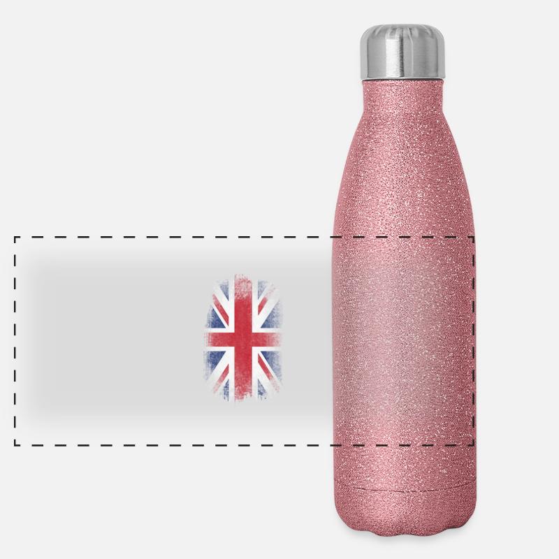 Eroded UK Flag Panorama Glitzer Isolierflasche 500 ml
