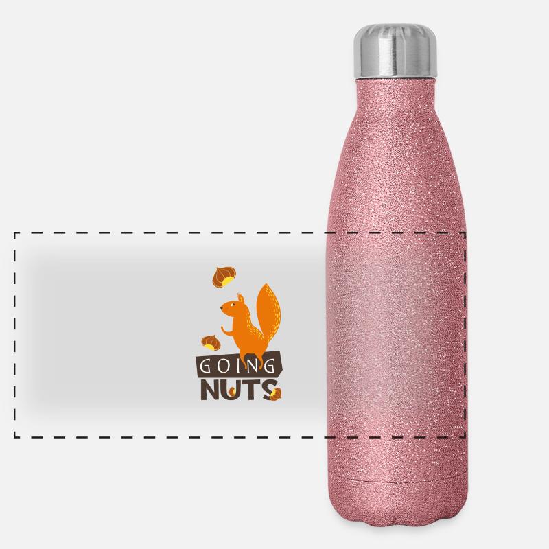 Going nuts- Eichhörnchen dreht durch verrückt irre Panorama Glitzer Isolierflasche 500 ml