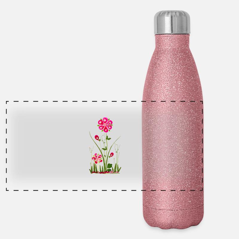 Garten Blumen, Blume Frühjahr, Sommer, Geburtstag Panorama Glitzer Isolierflasche 500 ml