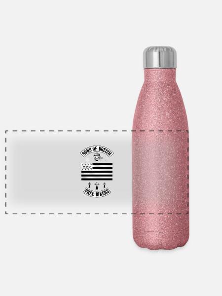 breizh bikers - Gourde isotherme panoramique pailletée 500 ml - paillettes roses - Devant