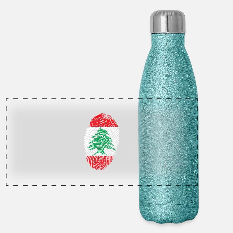 fingerprint i love wurzeln libanon lebanon Panorama Glitzer Isolierflasche 500 ml