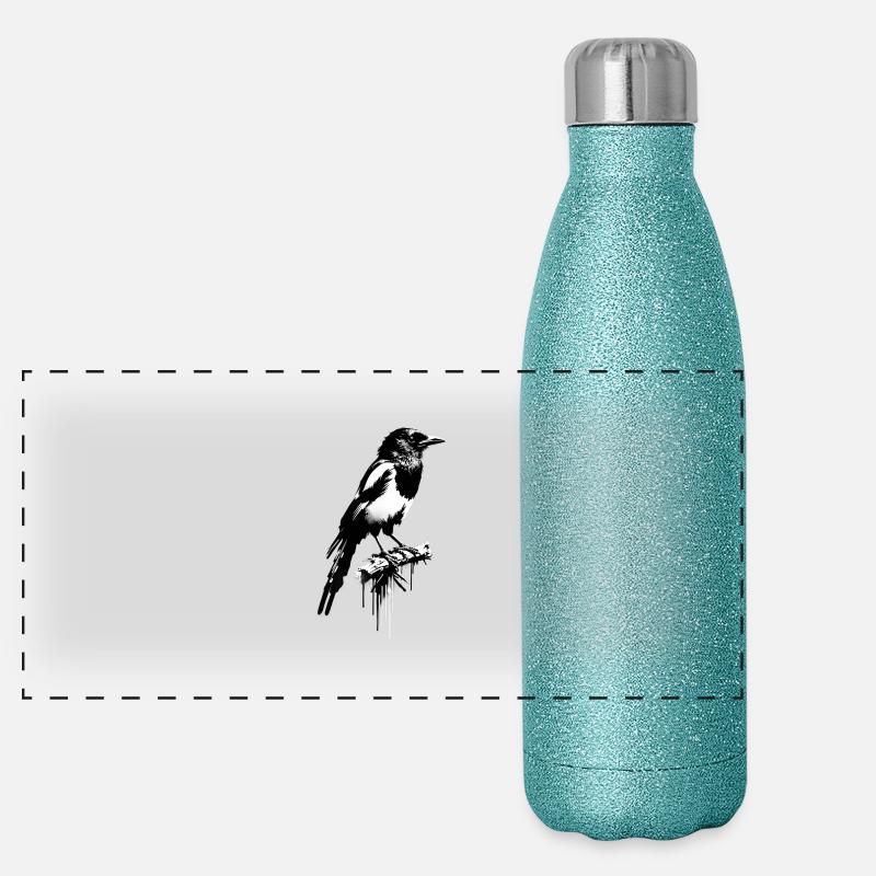 Voleur de pie Street Art Gourde isotherme panoramique pailletée 500 ml