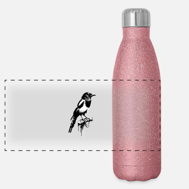 Streetart Elster Diebin Panorama Glitzer Isolierflasche 500 ml