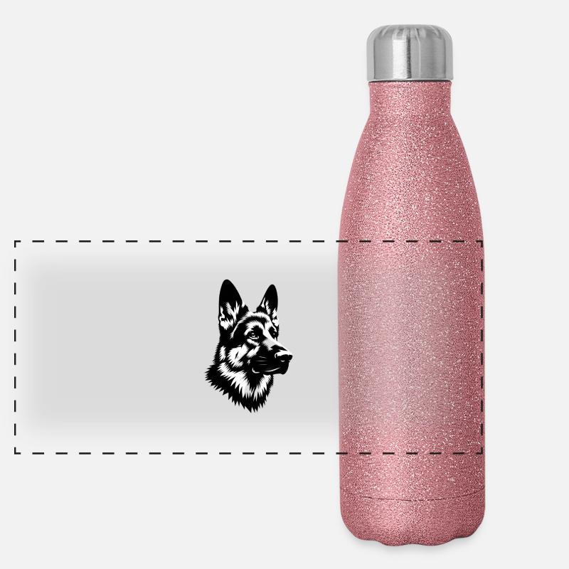 Deutscher Schäferhund Panorama Glitzer Isolierflasche 500 ml