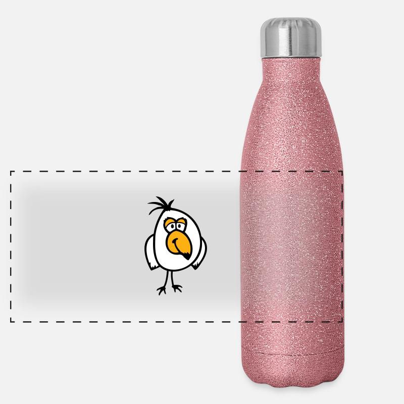 Wellensittich Papagei kleiner Spatz Vogel lächelt Panorama Glitzer Isolierflasche 500 ml