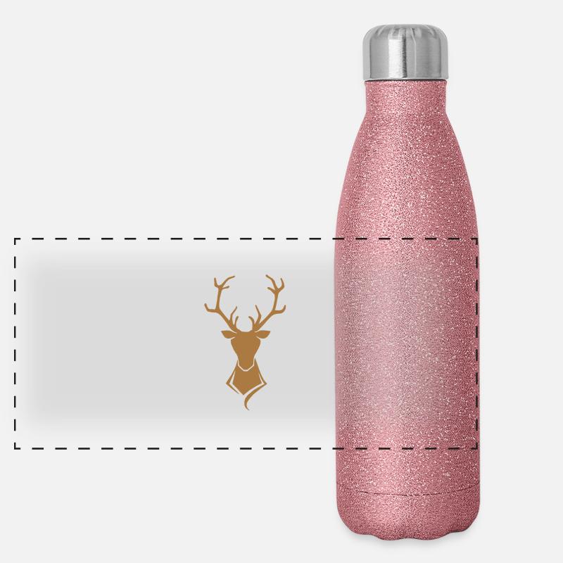 Hirsch Logo Brown / or Gourde isotherme panoramique pailletée 500 ml