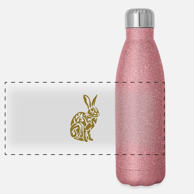 lapin lievre tribal rabbit 107 Gourde isotherme panoramique pailletée 500 ml