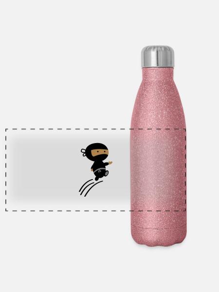 ninja - Panorama Glitzer Isolierflasche 500 ml - Pink Glitzer - Vorne