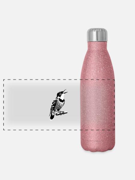 Cuckoo Black Forest | Freiburg Street Art - Panoramic Glitter Thermal Bottle 500 ml - pink glitter - Front