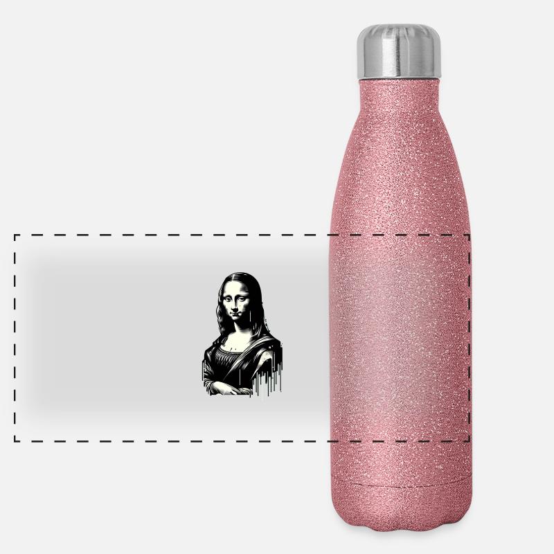 KI Mona Lisa Steetart Style Panorama Glitzer Isolierflasche 500 ml