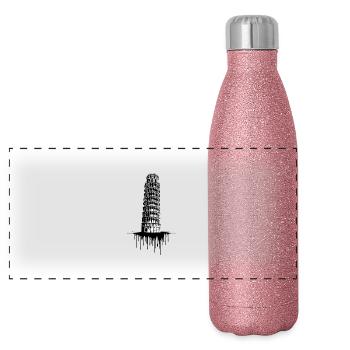 Leaning Tower of Pisa | Leaning Tower of Pisa - Panoramic Glitter Thermal Bottle 500 ml - pink glitter - Front