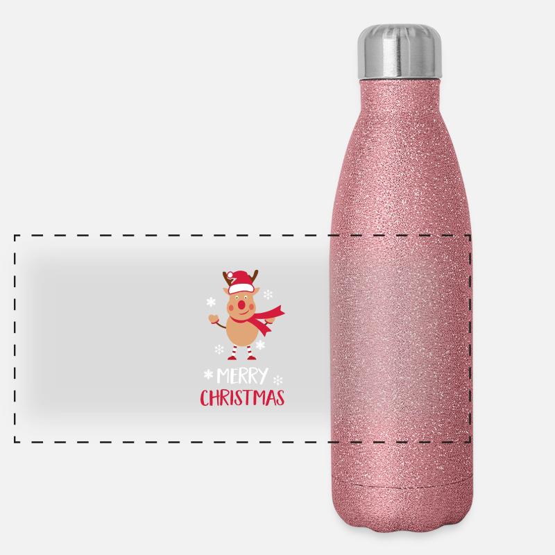 Merry Christmas Moose Panoramic Glitter Thermal Bottle 500 ml