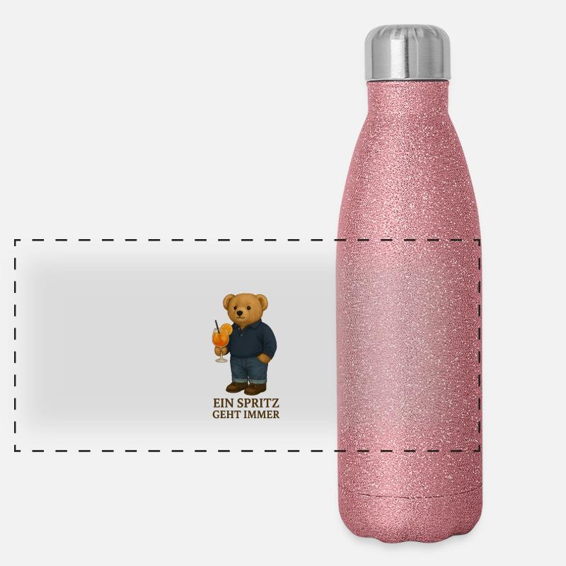 Teddy mit Spritz Panorama Glitzer Isolierflasche 500 ml