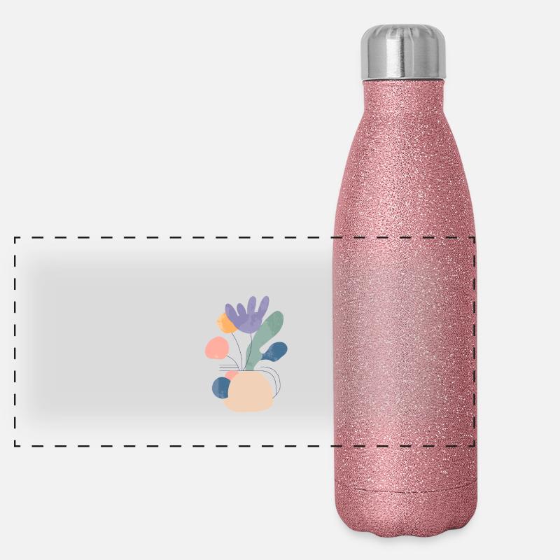 Abstract Floral Composition - Modern Panoramic Glitter Thermal Bottle 500 ml