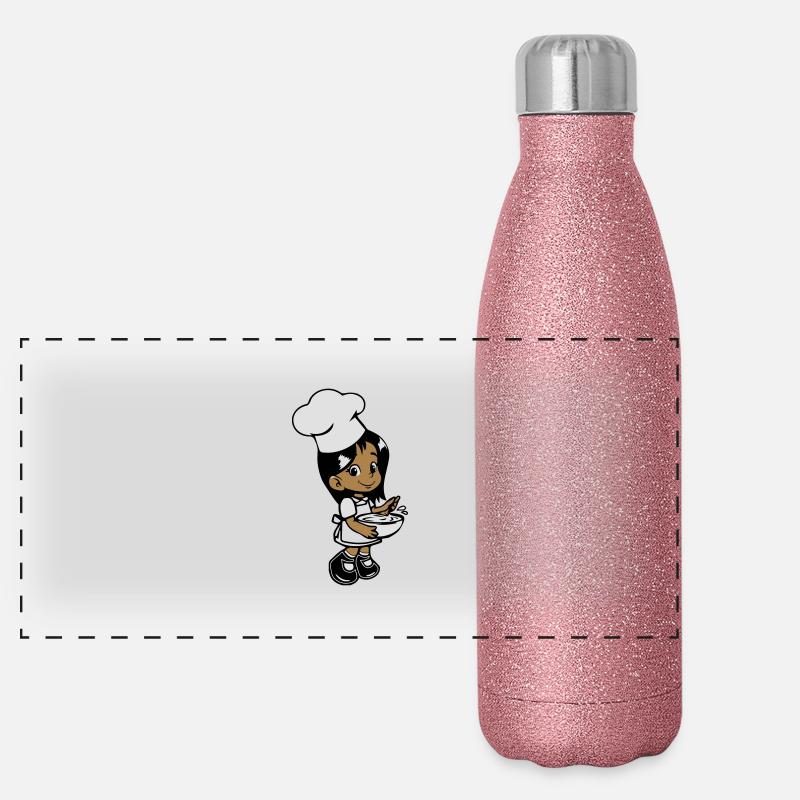 kochen kleines mädchen Panorama Glitzer Isolierflasche 500 ml